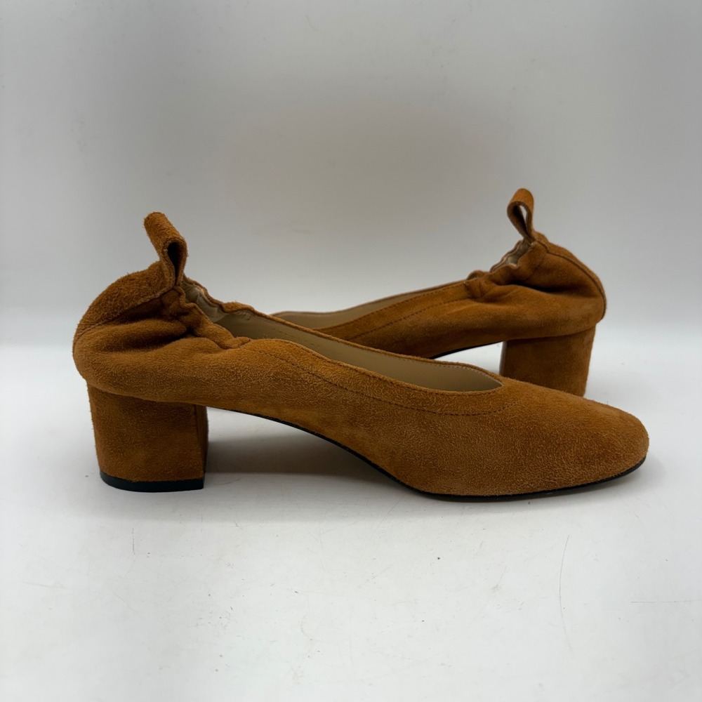 Everlane Day Heel Cognac Brown Suede Block Heel Pump Made in Italy Size 7.5 - Picture 6 of 9